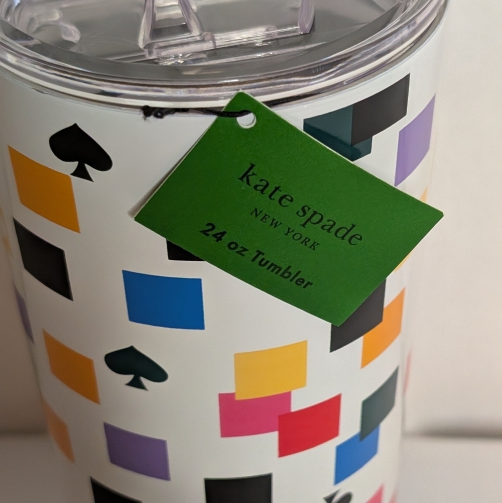 Kate Spade Scattered Checks Stainless Steel Tumbler NWT - Picture 4 of 5